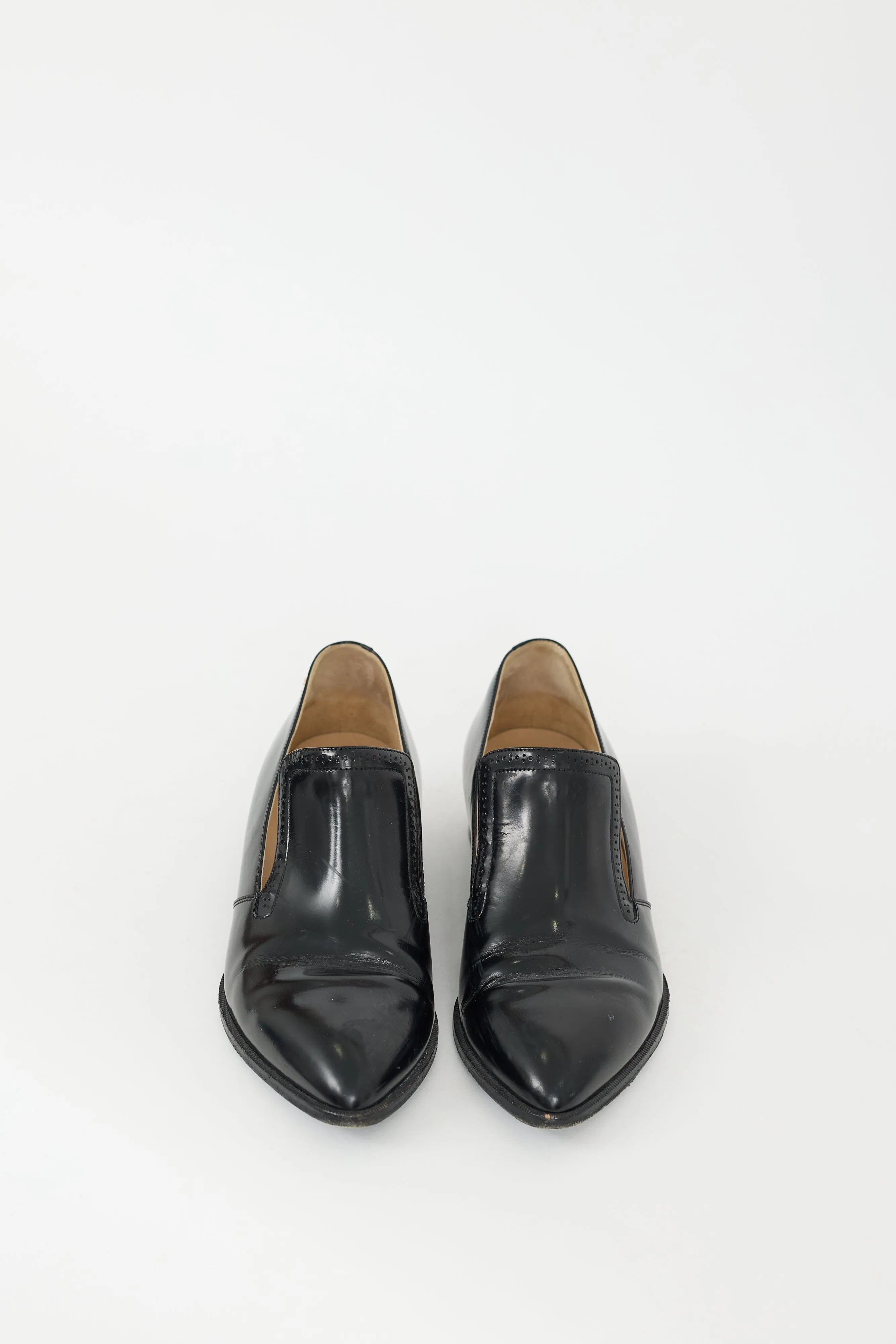 2015 Black Leather Interlocking CC Logo Loafer