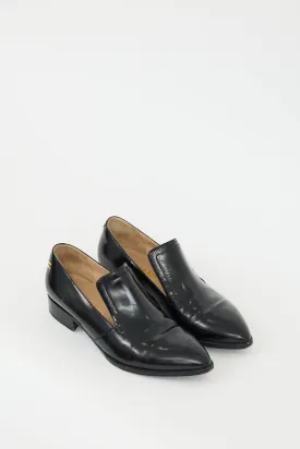 2015 Black Leather Interlocking CC Logo Loafer