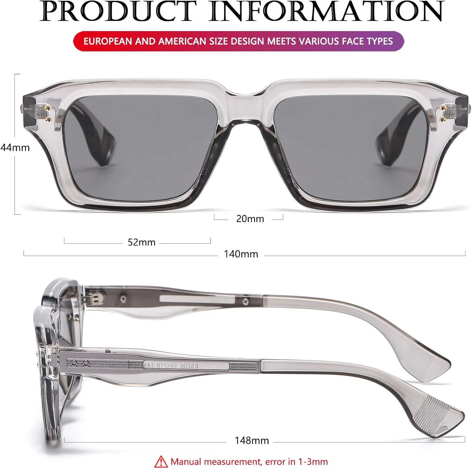 AIEYEZO Rectangle Sunglasses for Men Women Fashion Square Frame Sun Glasses 90??s Retro Designer Shades