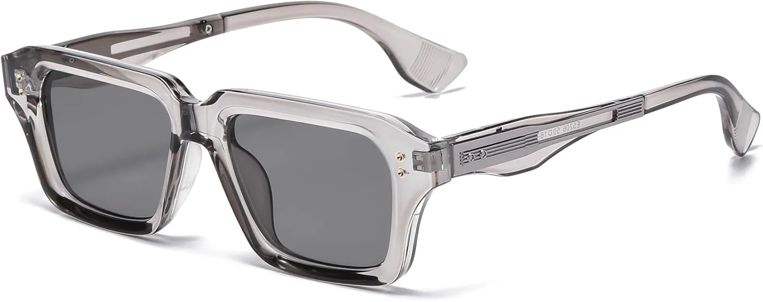AIEYEZO Rectangle Sunglasses for Men Women Fashion Square Frame Sun Glasses 90??s Retro Designer Shades