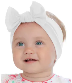 Baby Girl Headbands-Infant,Toddler Cotton Handmade Hairbands with Bows Child Hair Accessories (White)