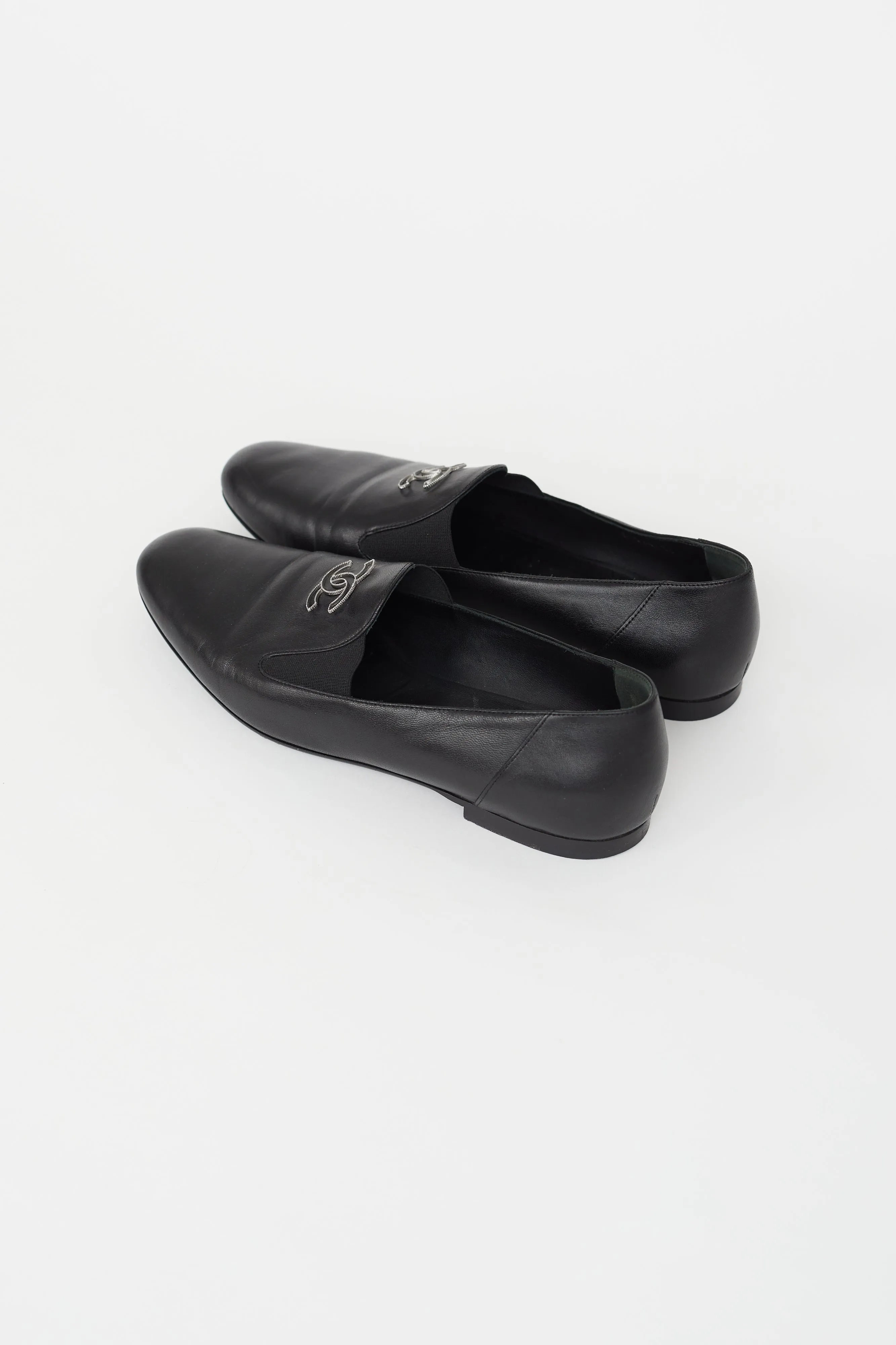 Black Leather CC Logo Loafer