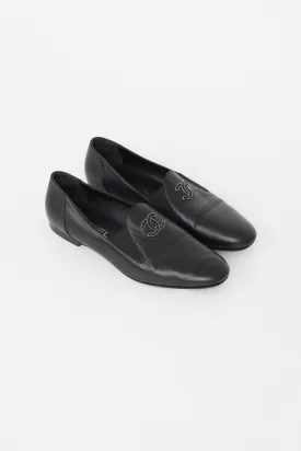 Black Leather CC Logo Loafer