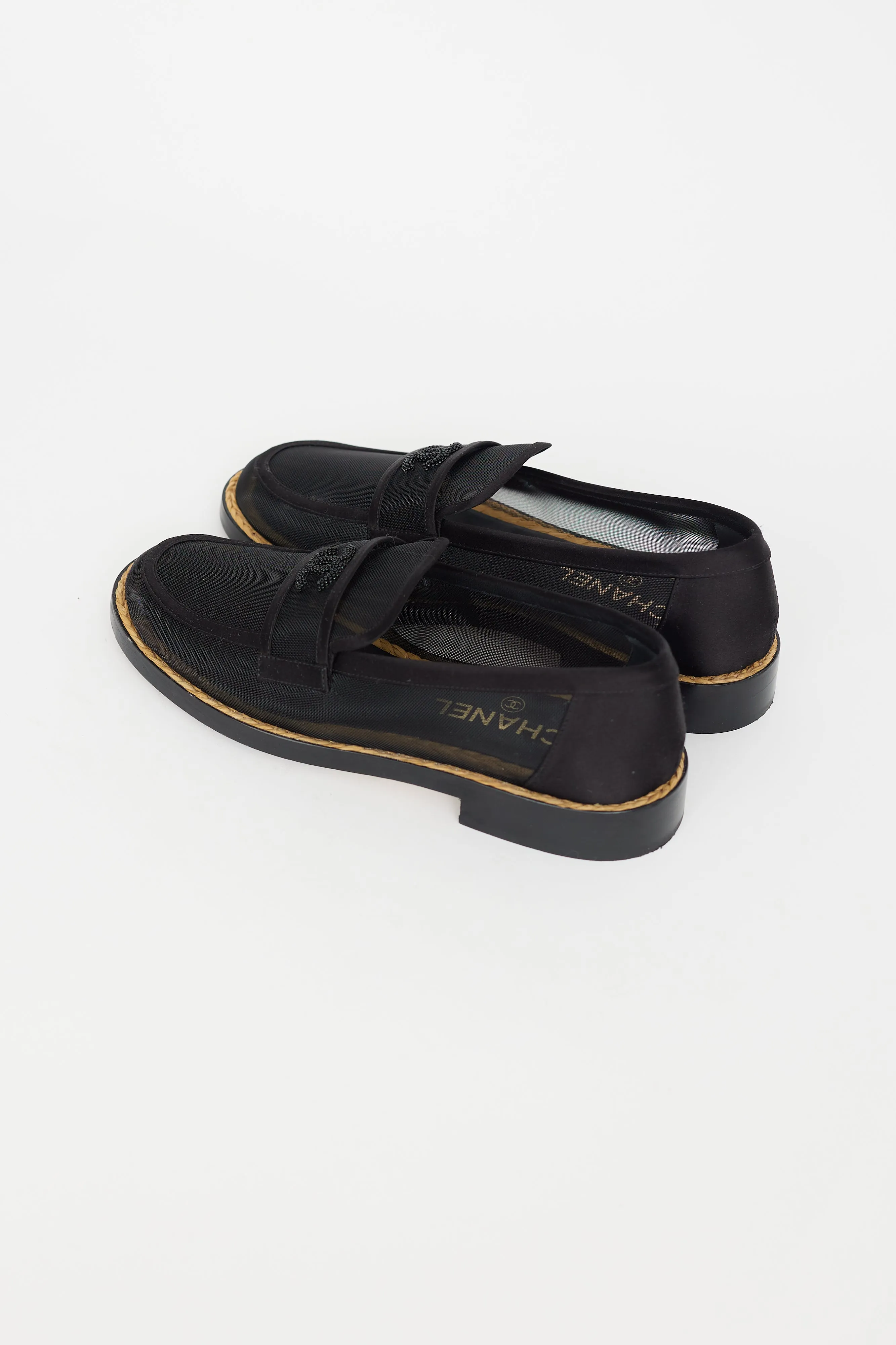 Black Mesh & Bead CC Logo Loafer