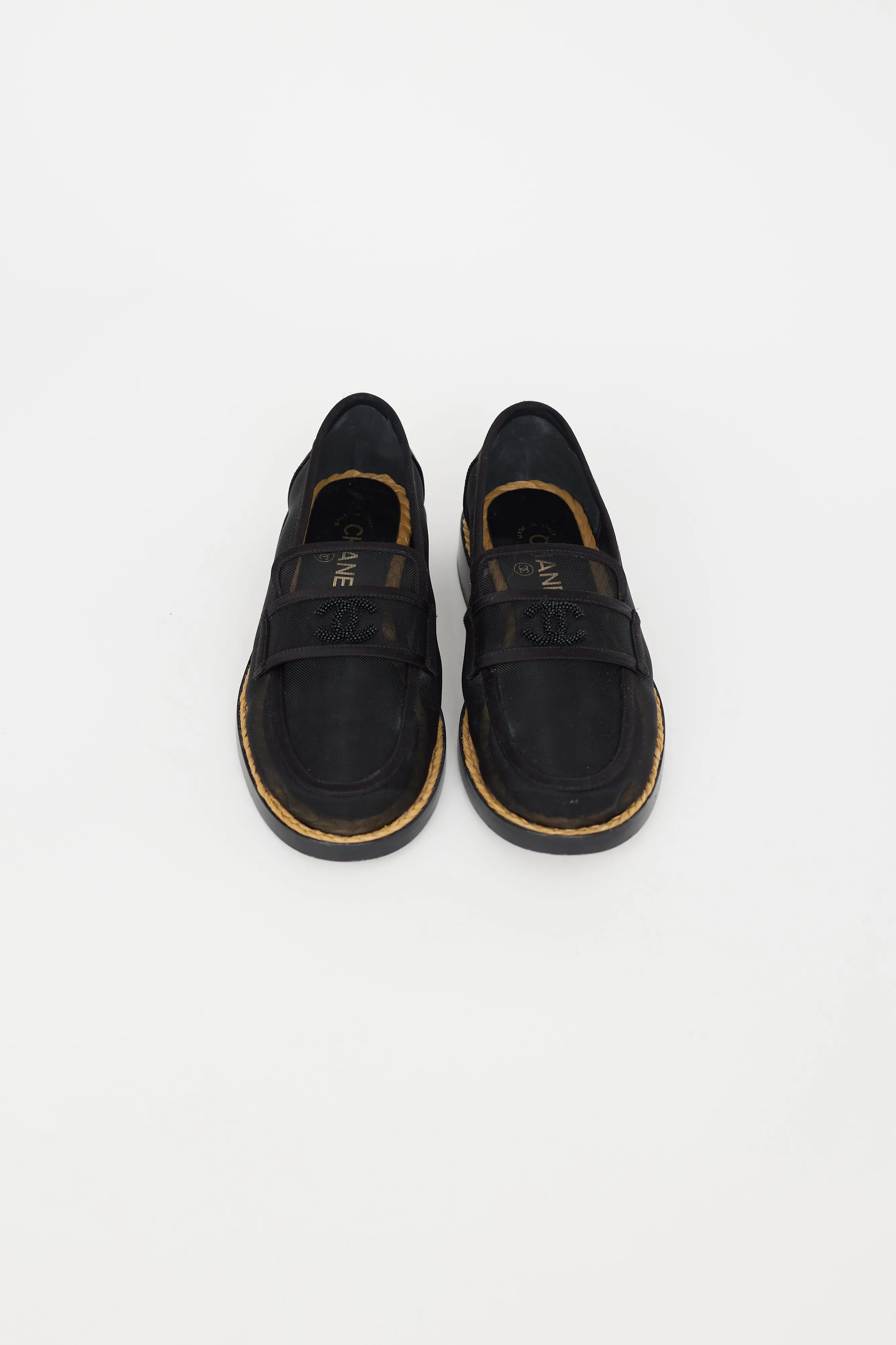 Black Mesh & Bead CC Logo Loafer