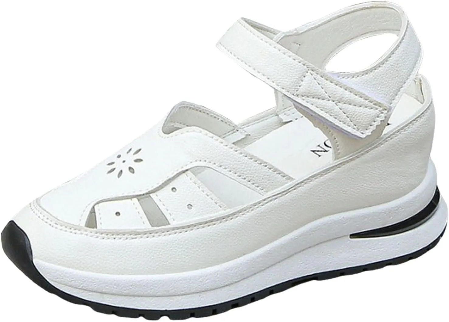 Bootara Women's Plus Size Hollow-Out Platform Sandals, Closed Toe Wedge Sandals Height-Boosting Thick Sole