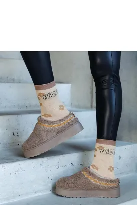 Brown snow boots with a low shaft