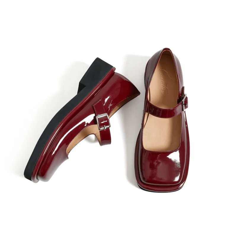 Camelia Mary Jane Handmade Retro Wide Square-Toe Lolita Shoes