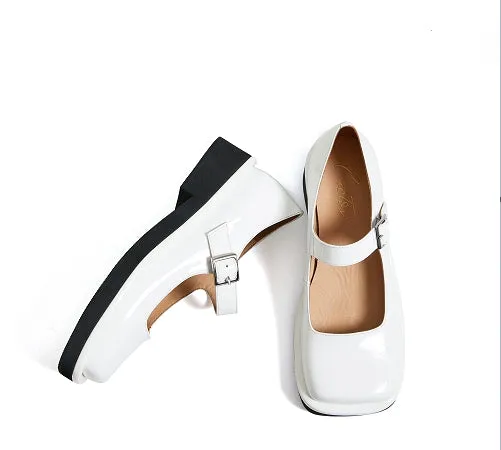 Camelia Mary Jane Handmade Retro Wide Square-Toe Lolita Shoes