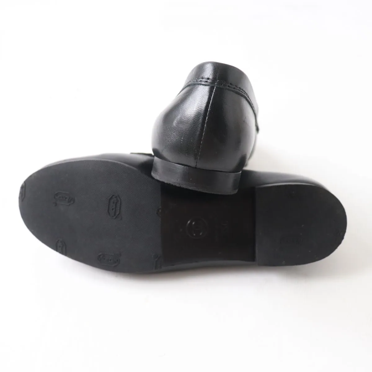Chanel COCO Mark Leather Loafers Black Gold