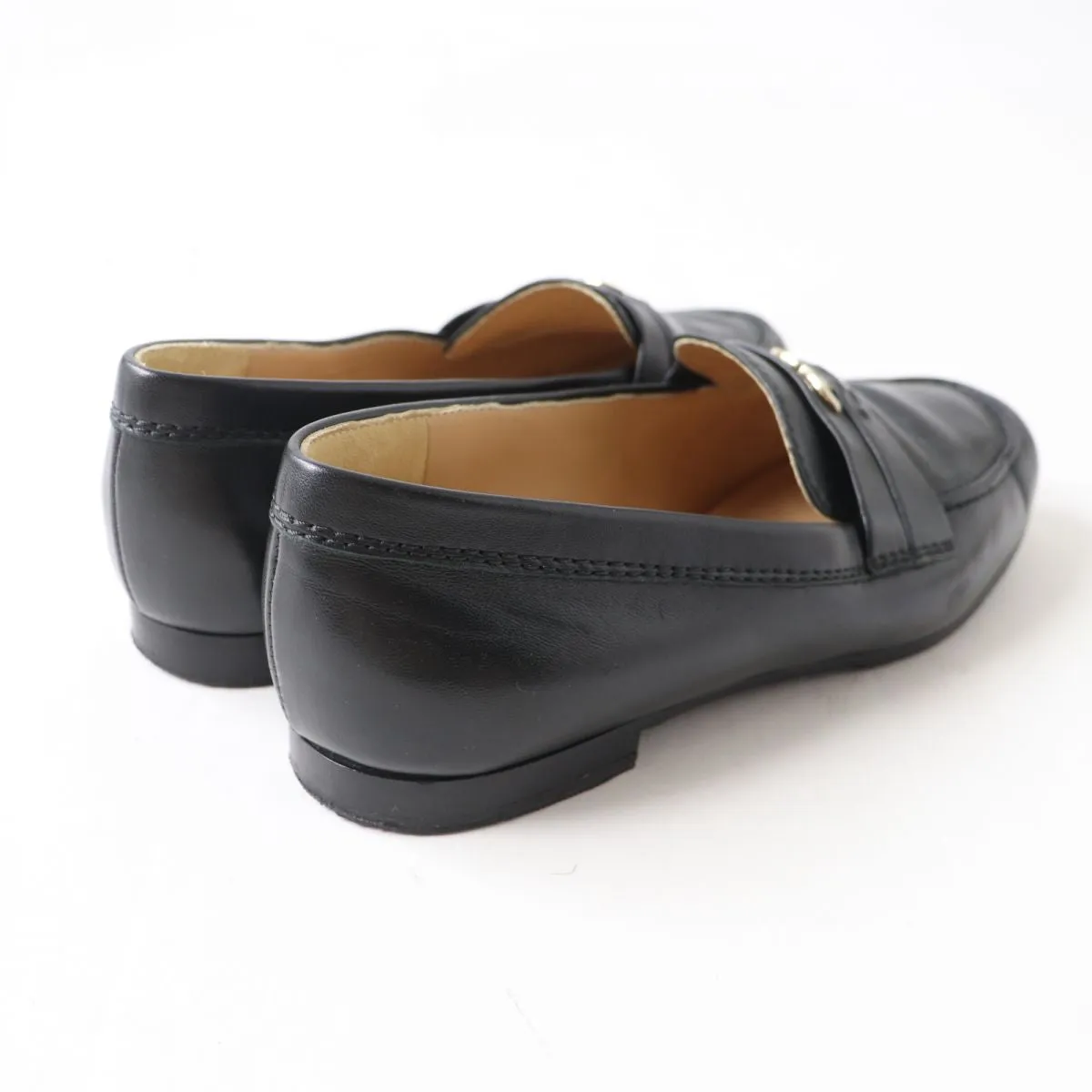 Chanel COCO Mark Leather Loafers Black Gold