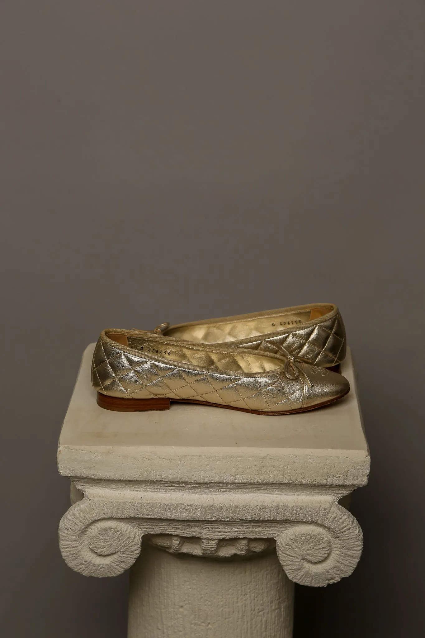 CHANEL Gold Ballet Flats