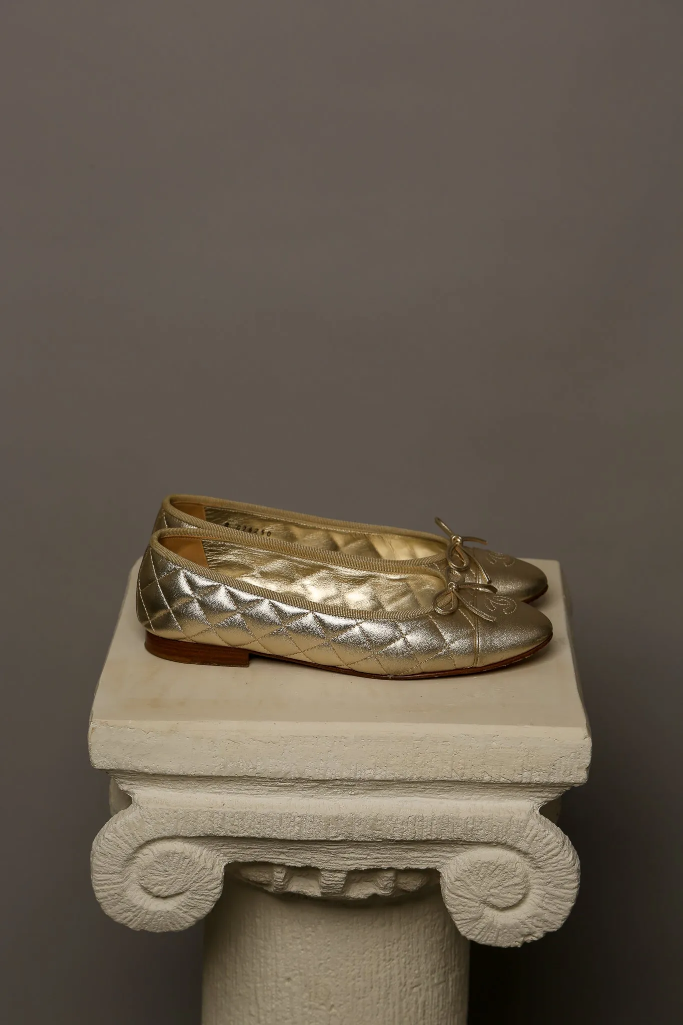 CHANEL Gold Ballet Flats