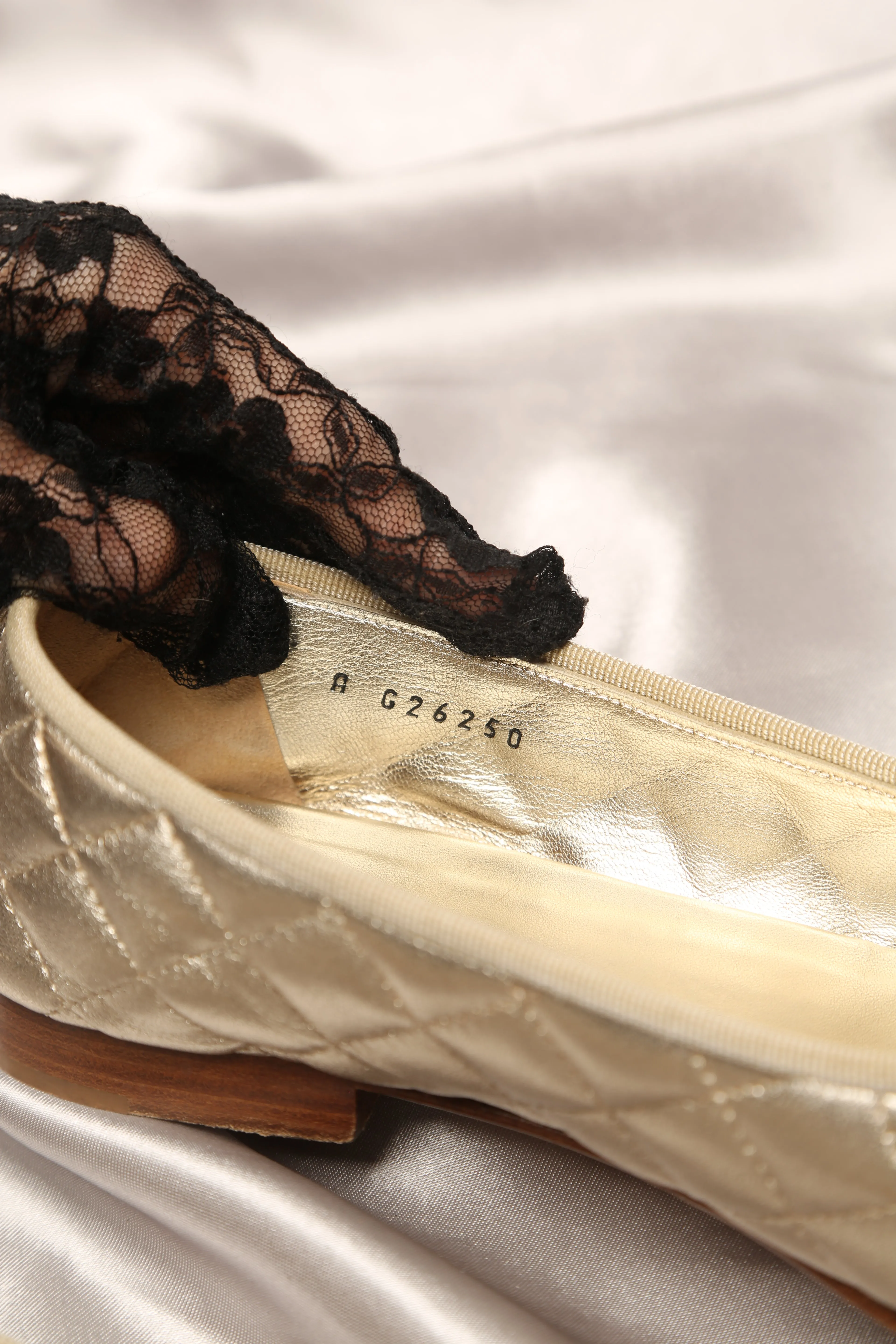 CHANEL Gold Ballet Flats