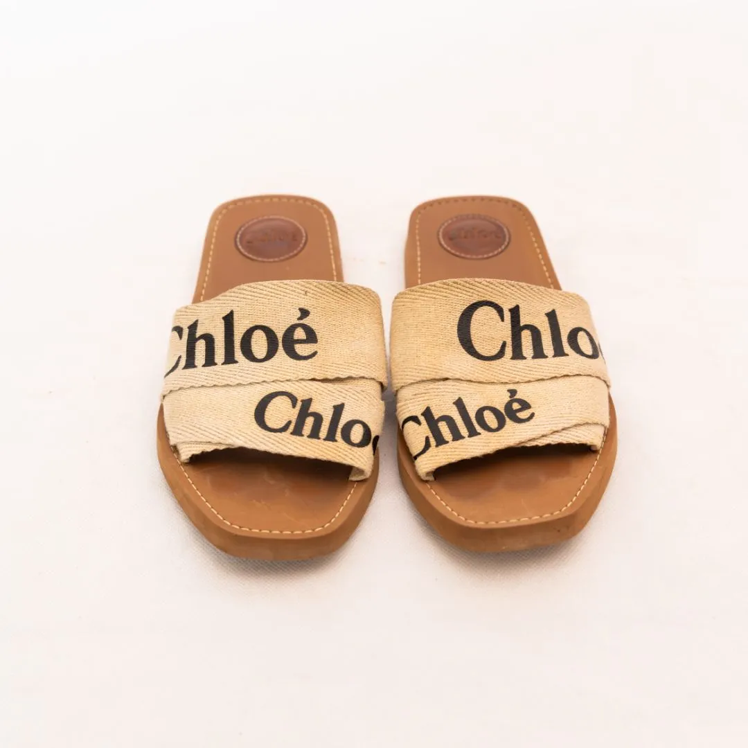 Chloe Woody canvas slides, 39