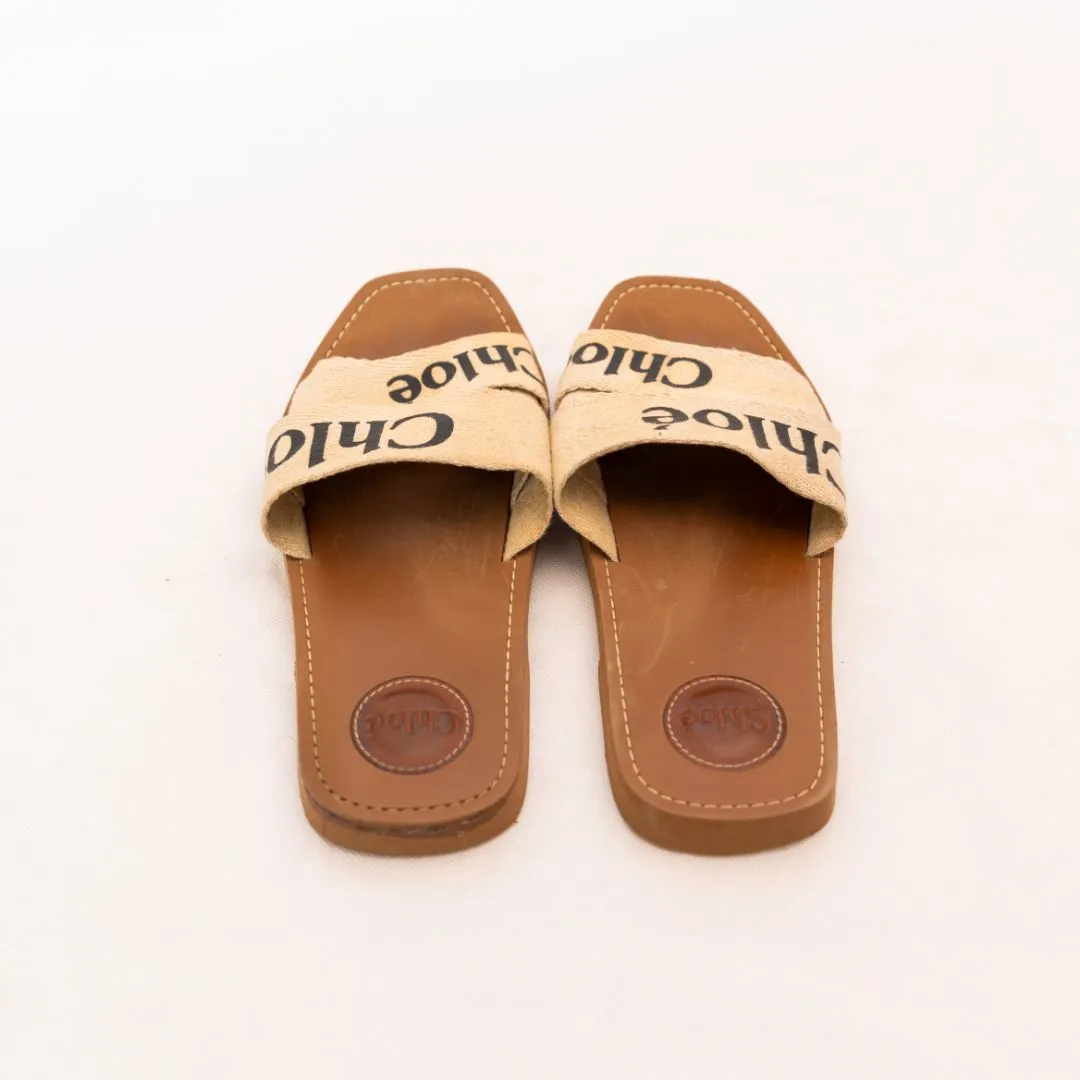 Chloe Woody canvas slides, 39