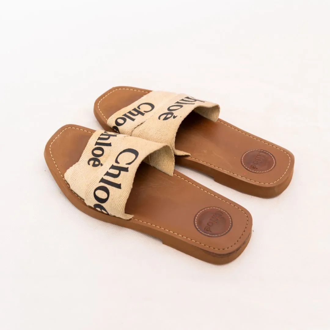Chloe Woody canvas slides, 39