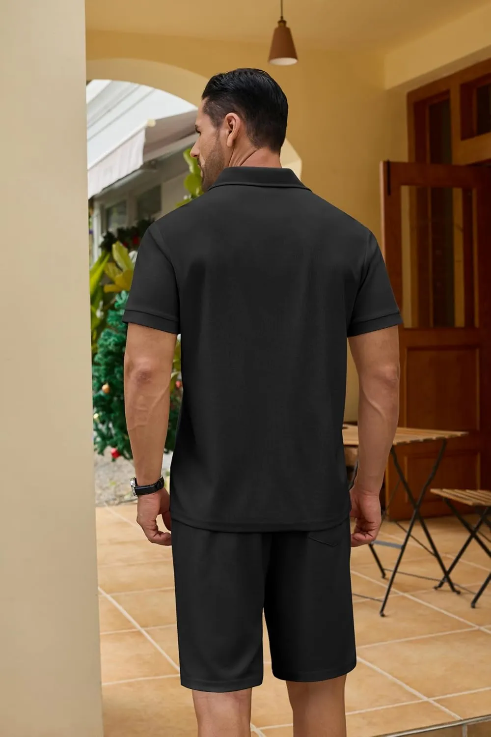 COOFANDY Men's Track Suits 2 Piece Set Quarter Zip Polo Shirt and Shorts Set Summer Casual Outfits