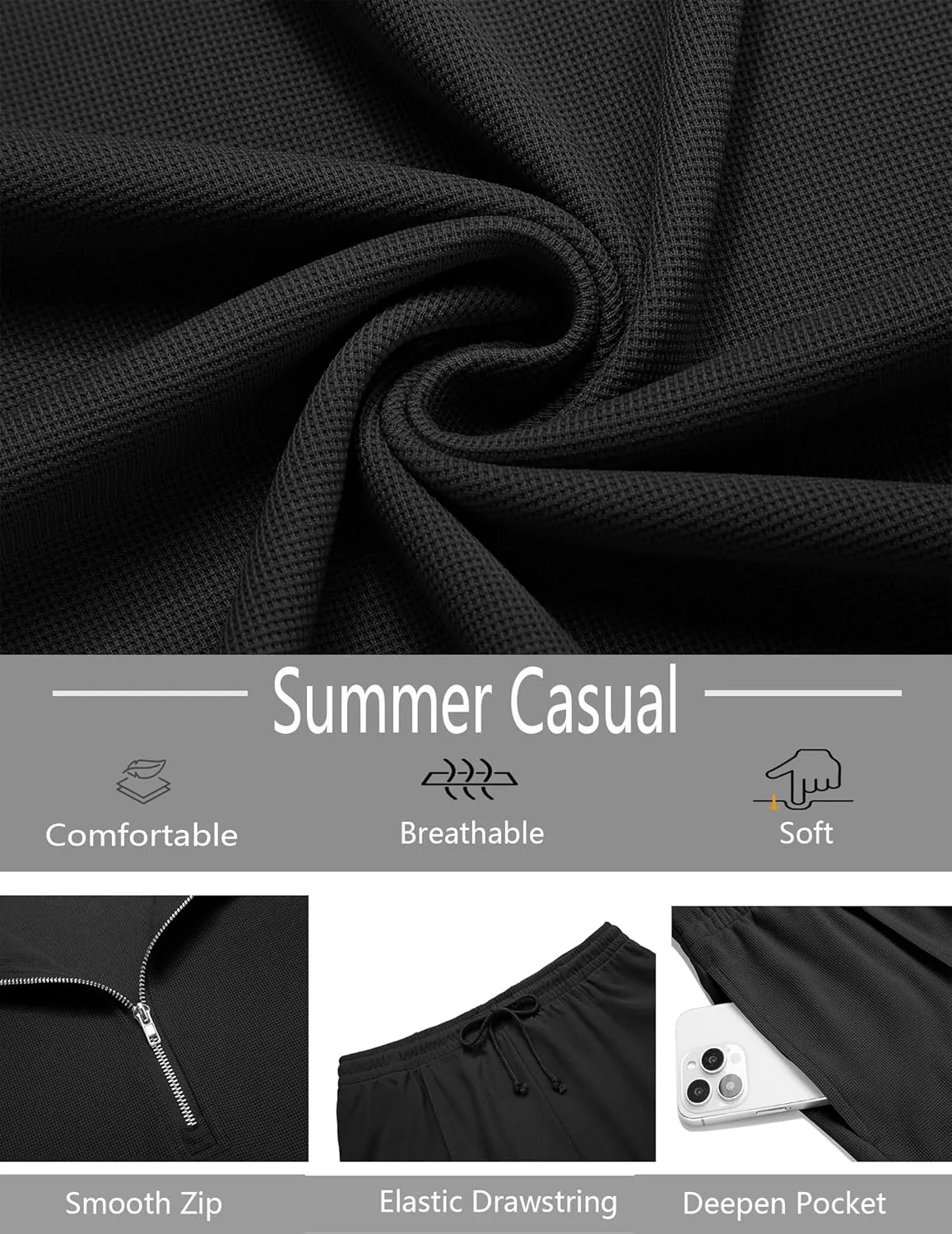 COOFANDY Men's Track Suits 2 Piece Set Quarter Zip Polo Shirt and Shorts Set Summer Casual Outfits
