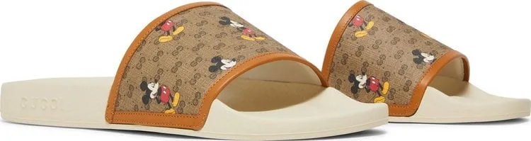 Disney x Gucci GG Slide Mickey Mouse Sandals, brown