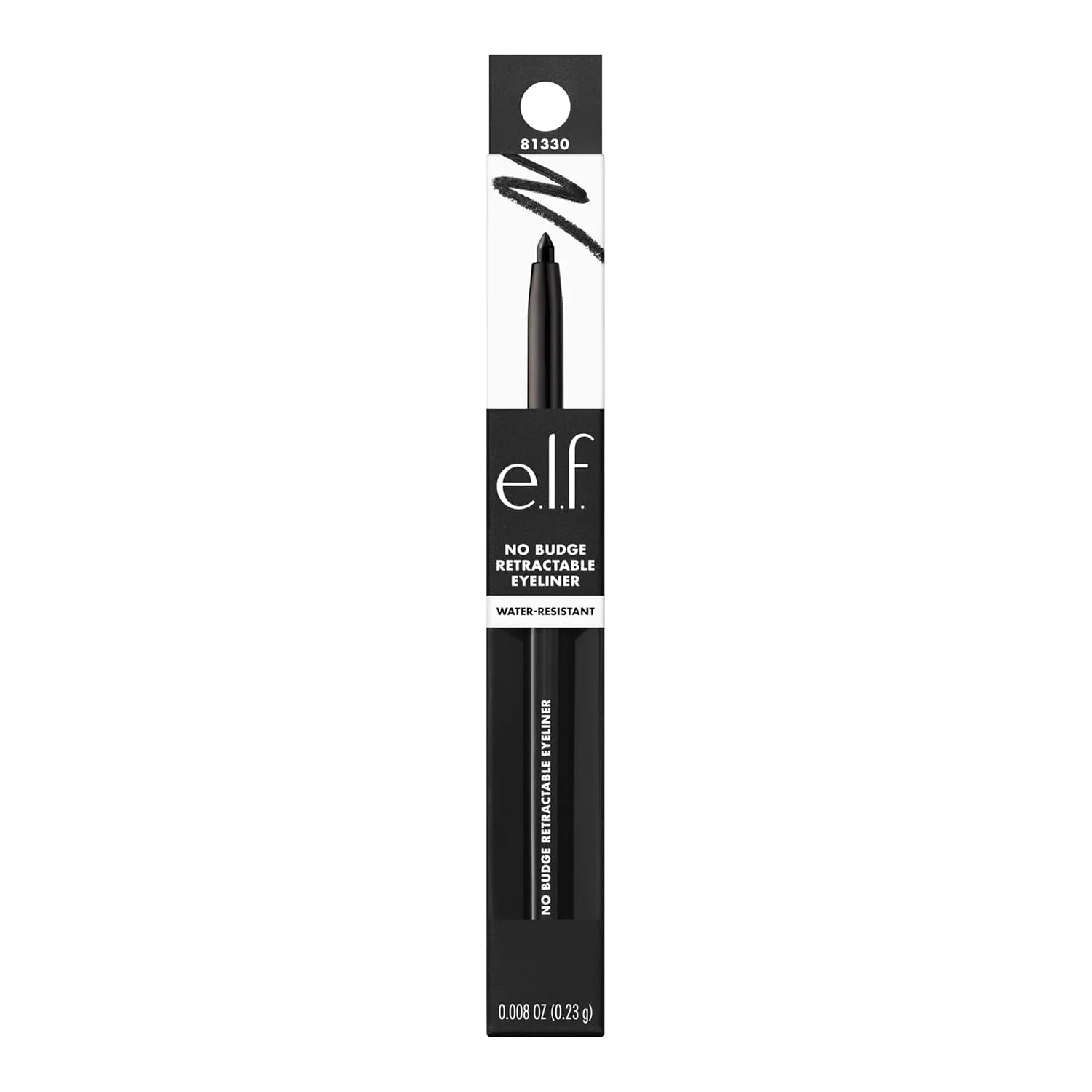 e.l.f. No Budge Retractable Eyeliner, Creamy, Ultra-Pigmented & Waterproof, Creates Bold & Defined Lines, Vegan & Cruelty-Free, Black