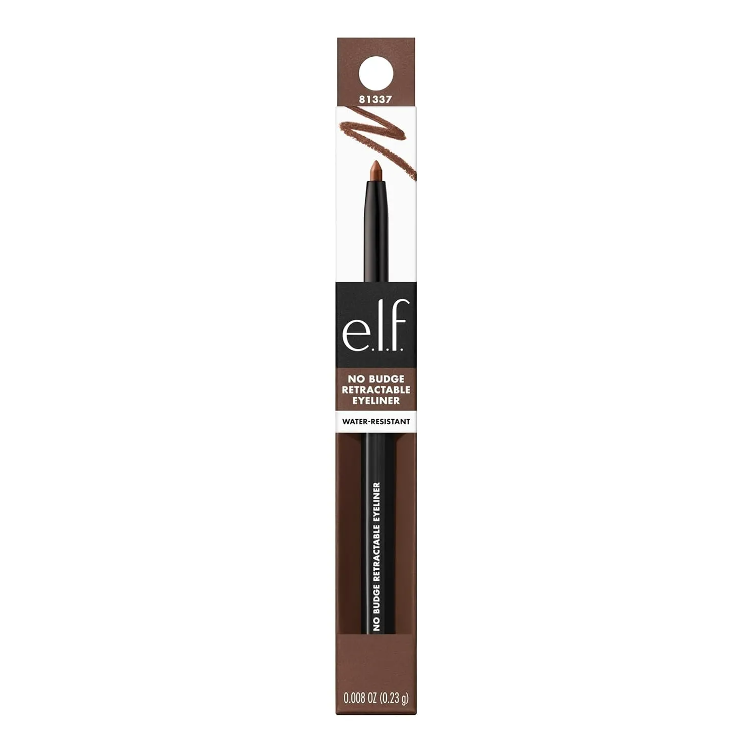 e.l.f. No Budge Retractable Eyeliner, Creamy, Ultra-Pigmented, Coffee