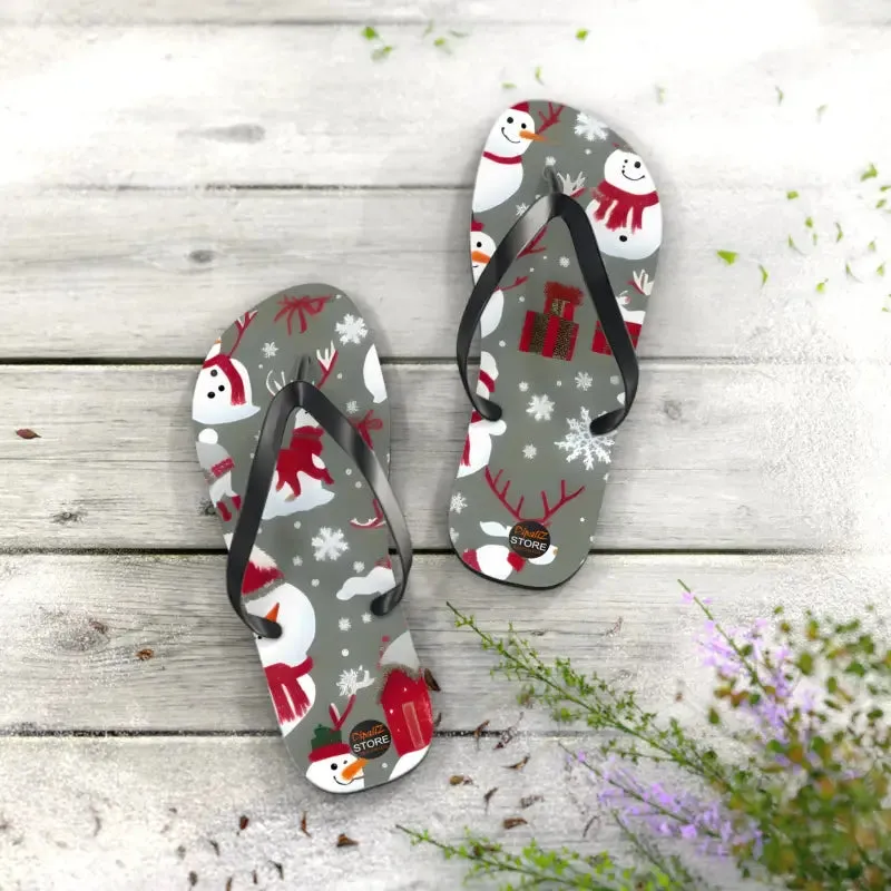 Festive Christmas Snowman Unisex Flip Flops