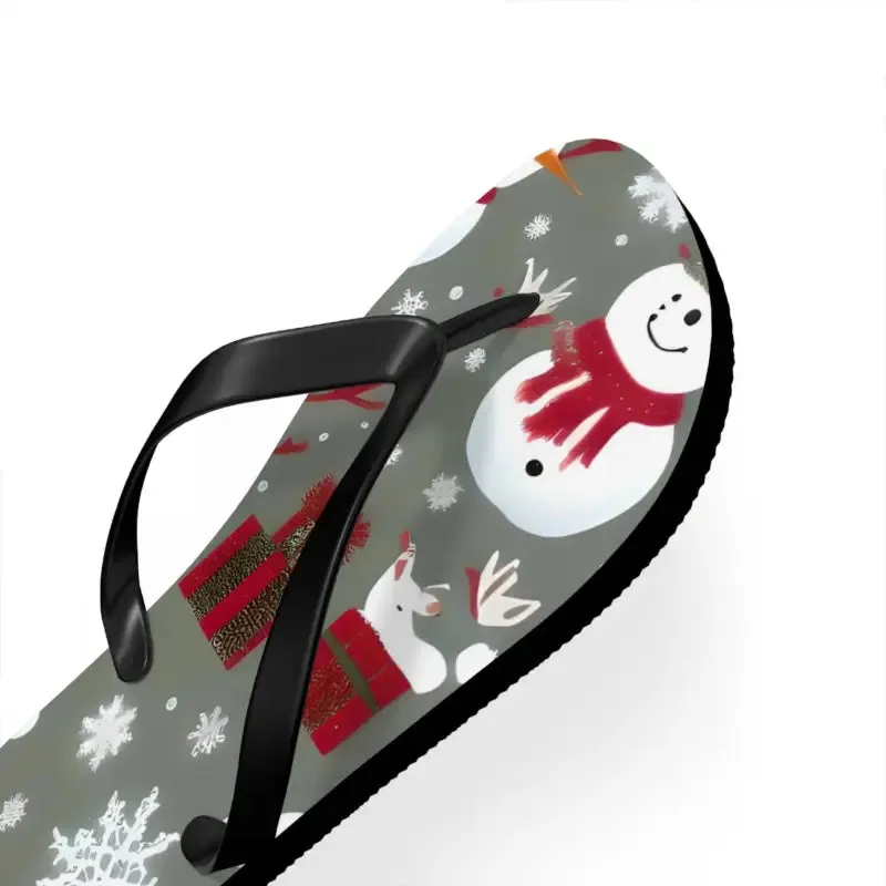 Festive Christmas Snowman Unisex Flip Flops