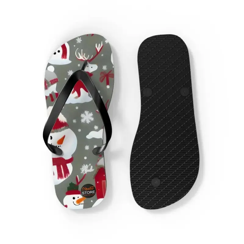 Festive Christmas Snowman Unisex Flip Flops