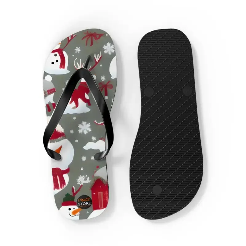 Festive Christmas Snowman Unisex Flip Flops