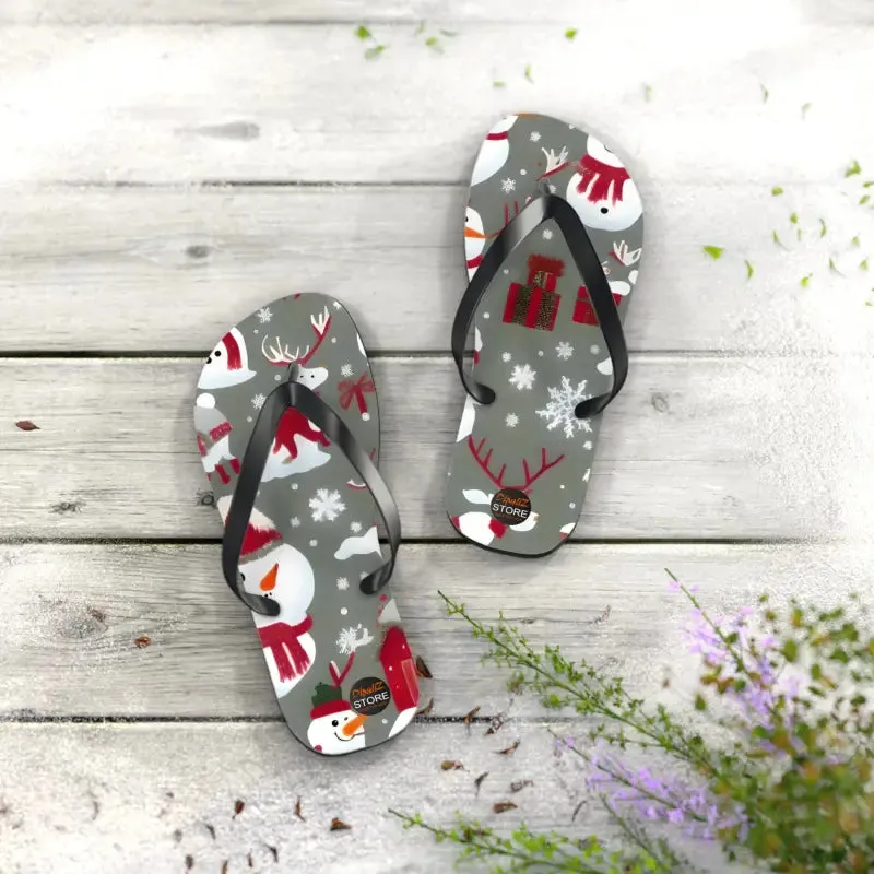Festive Christmas Snowman Unisex Flip Flops