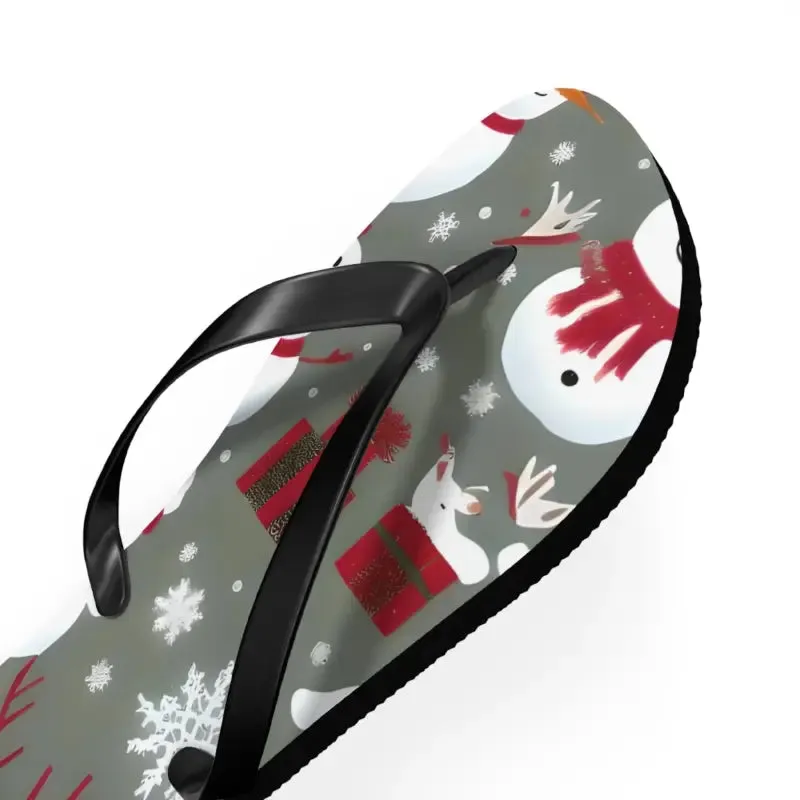 Festive Christmas Snowman Unisex Flip Flops