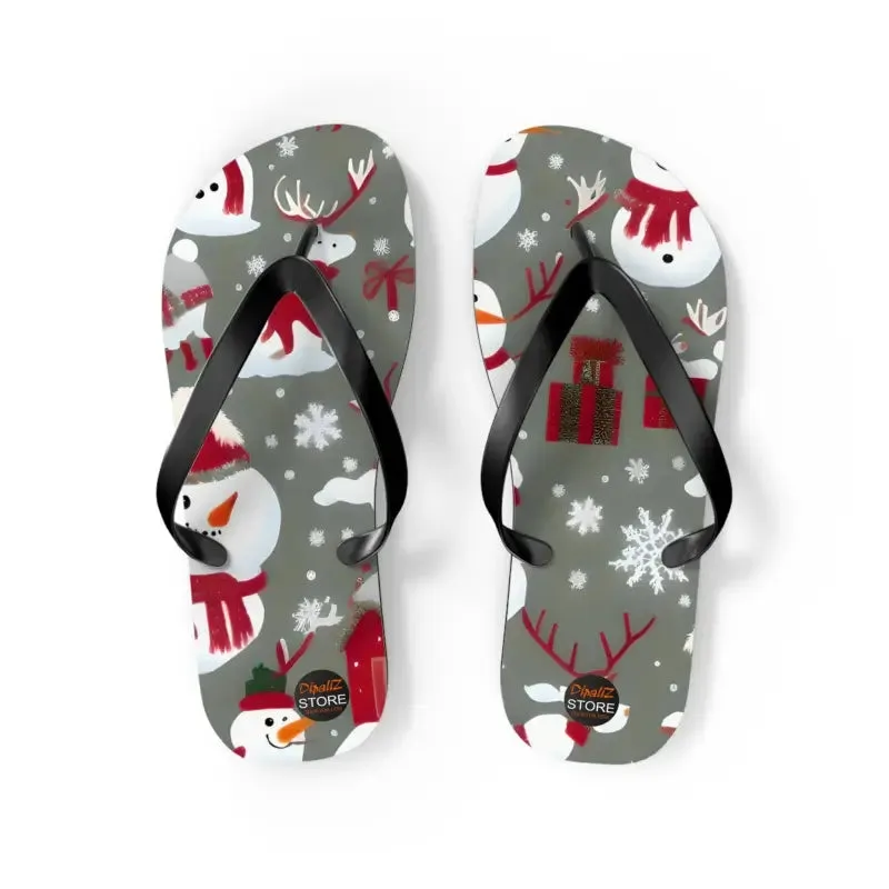 Festive Christmas Snowman Unisex Flip Flops