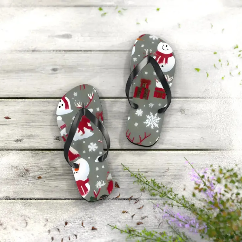 Festive Christmas Snowman Unisex Flip Flops