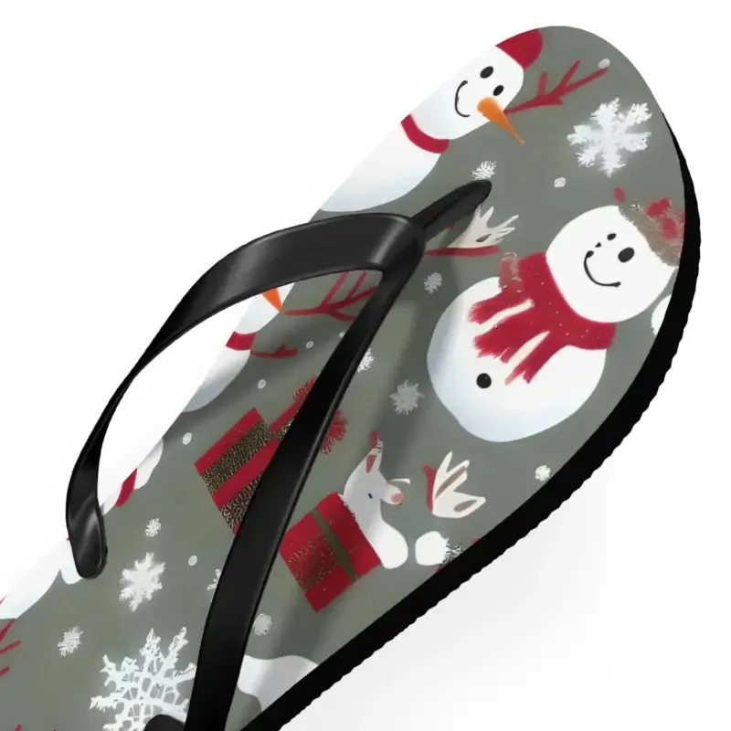 Festive Christmas Snowman Unisex Flip Flops