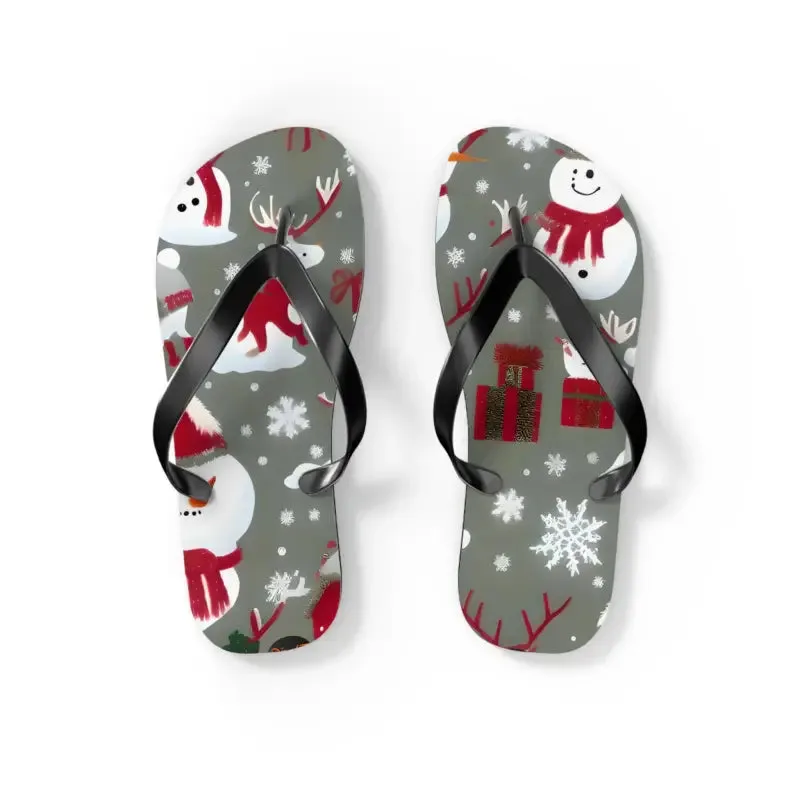 Festive Christmas Snowman Unisex Flip Flops