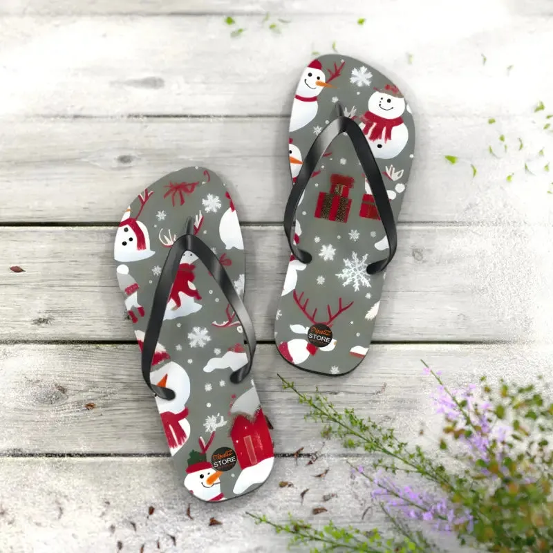 Festive Christmas Snowman Unisex Flip Flops