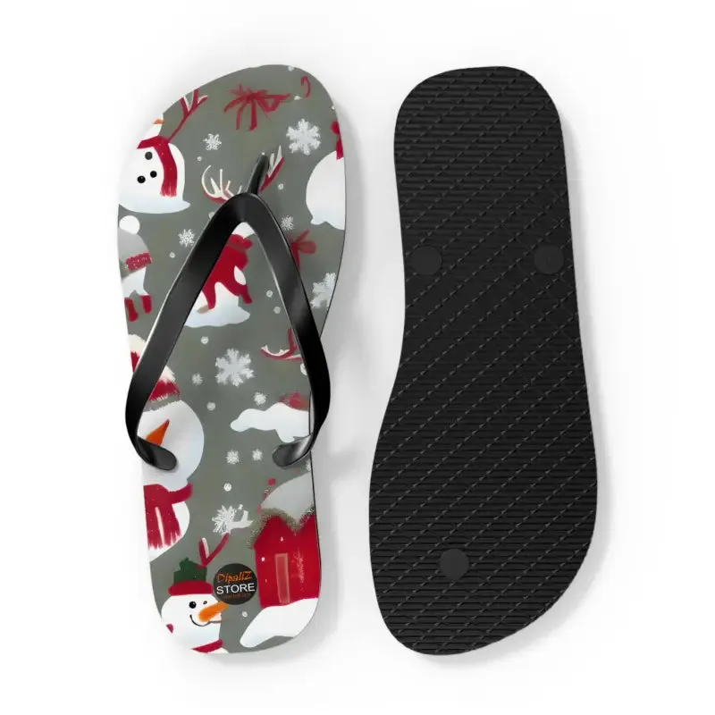 Festive Christmas Snowman Unisex Flip Flops