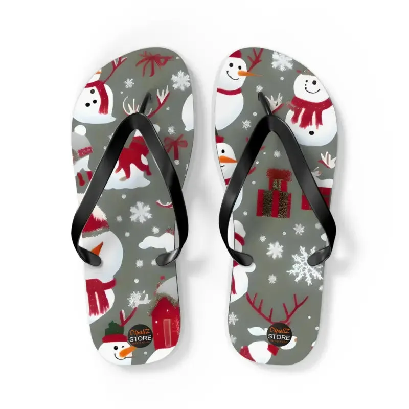 Festive Christmas Snowman Unisex Flip Flops