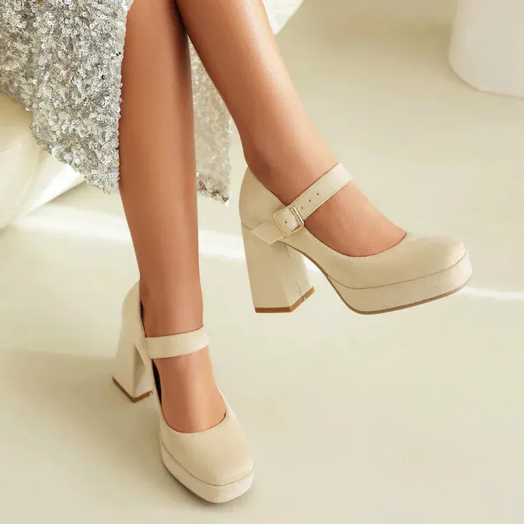 Funki Buys | Shoes | Women's Faux Suede Mary Jane Platforms