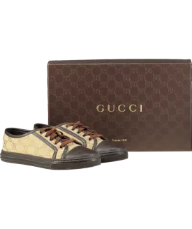 Gucci Brown GG Monogram Supreme Low Trainer UK 2 EU 35 👠