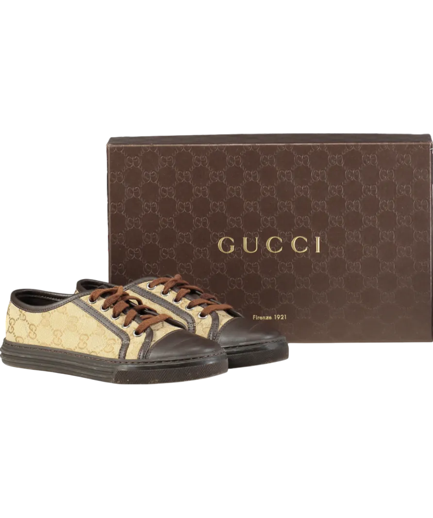 Gucci Brown GG Monogram Supreme Low Trainer UK 2 EU 35 👠