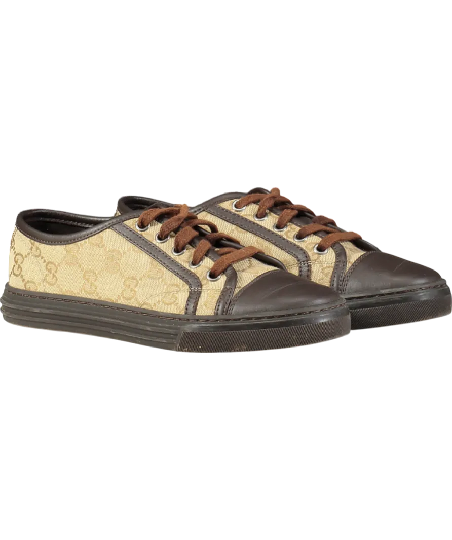 Gucci Brown GG Monogram Supreme Low Trainer UK 2 EU 35 👠