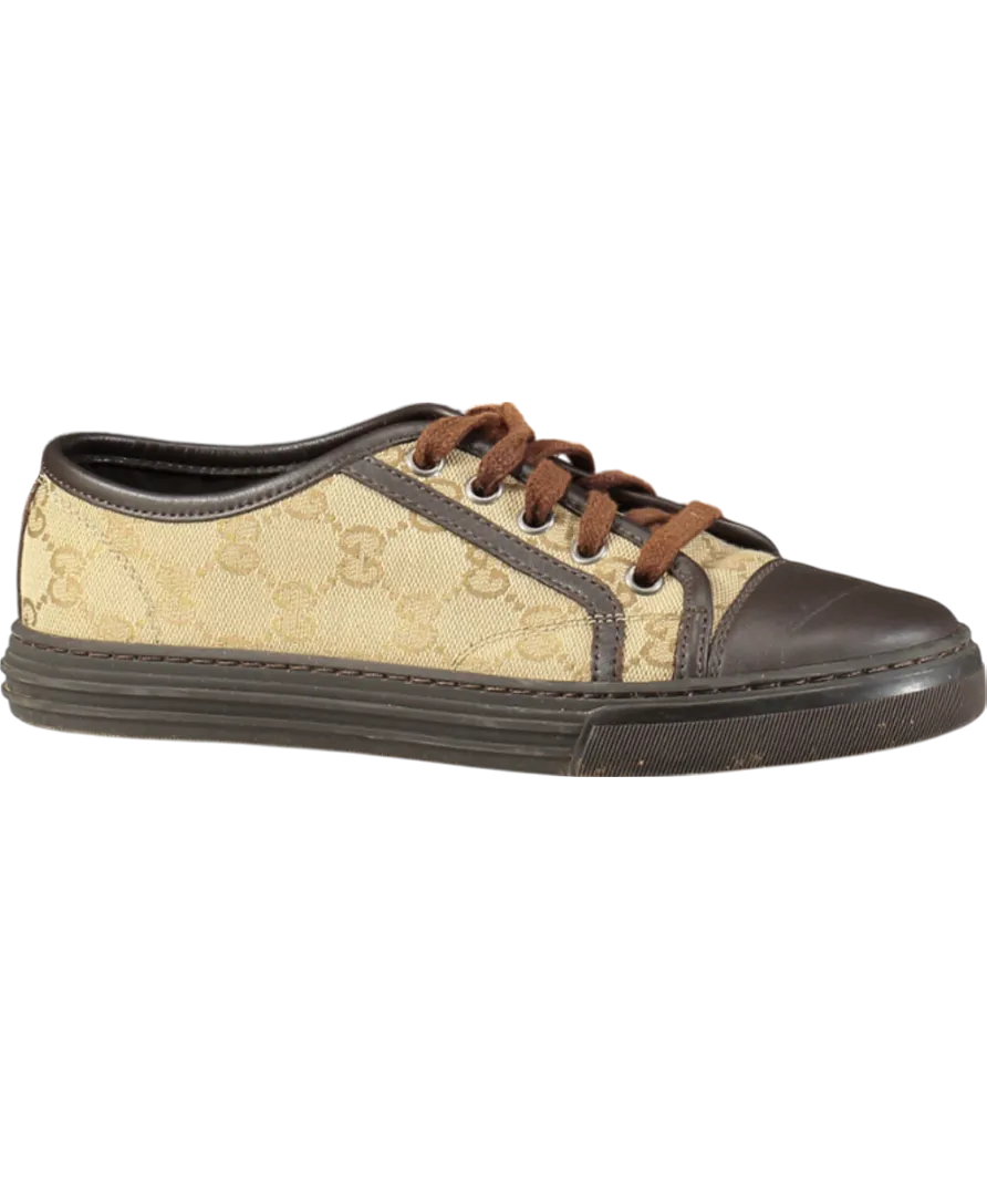 Gucci Brown GG Monogram Supreme Low Trainer UK 2 EU 35 👠