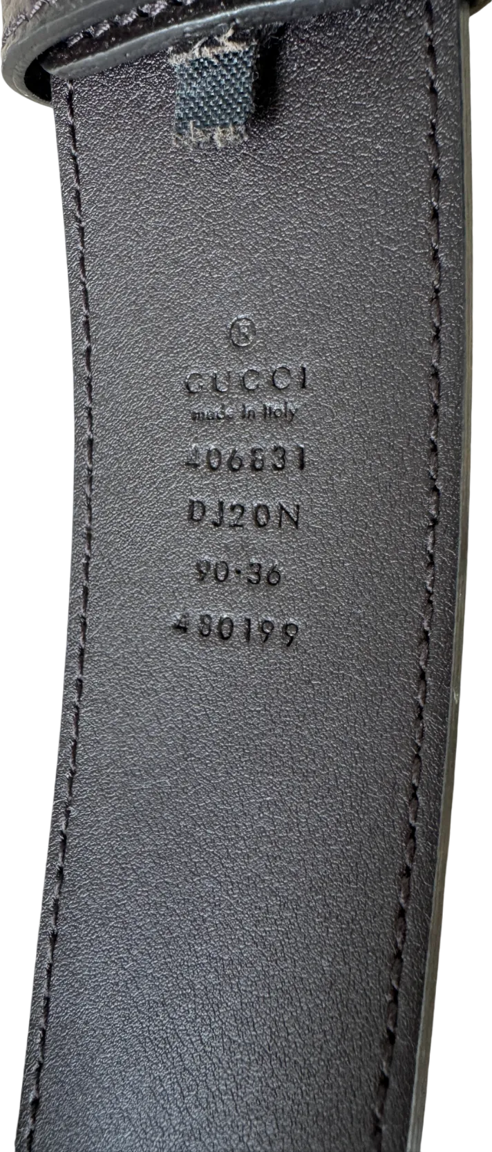 Gucci Dark Brown Leather GG Marmont Wide Belt Sz 90cm/36" W30