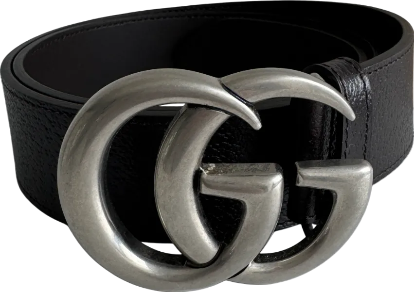 Gucci Dark Brown Leather GG Marmont Wide Belt Sz 90cm/36" W30