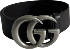 Gucci Dark Brown Leather GG Marmont Wide Belt Sz 90cm/36" W30