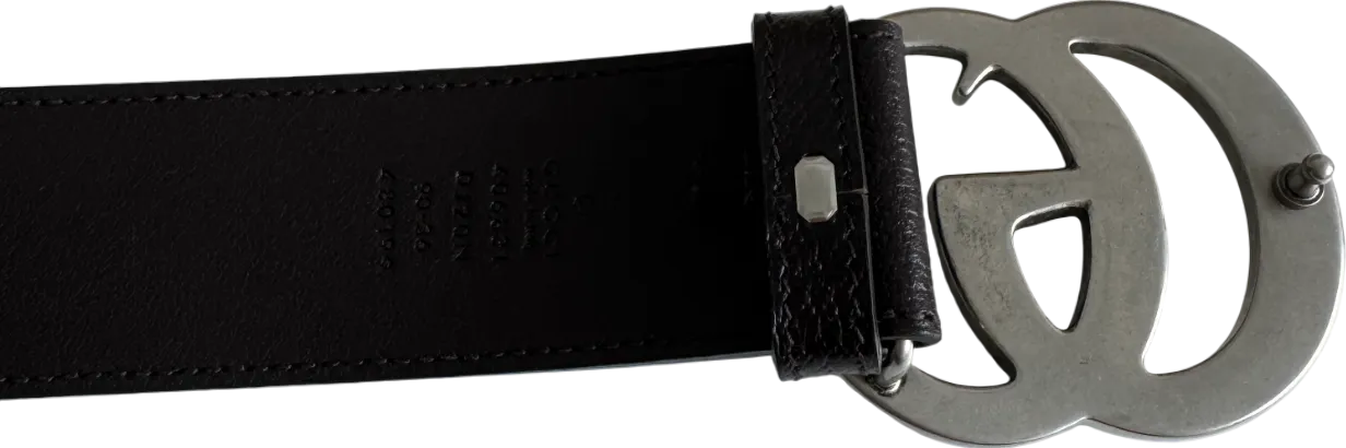 Gucci Dark Brown Leather GG Marmont Wide Belt Sz 90cm/36" W30