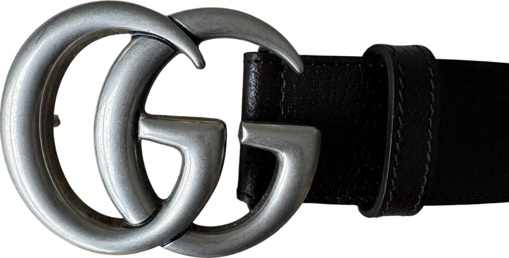 Gucci Dark Brown Leather GG Marmont Wide Belt Sz 90cm/36" W30