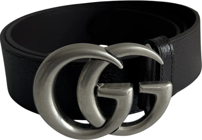 Gucci Dark Brown Leather GG Marmont Wide Belt Sz 90cm/36" W30